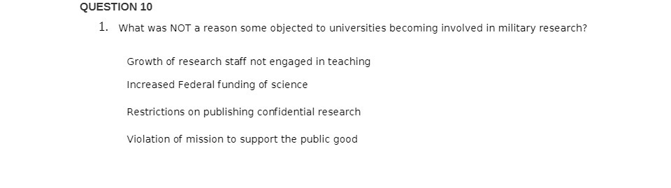 universities becoming involved in military research? Growth of research staff not engaged