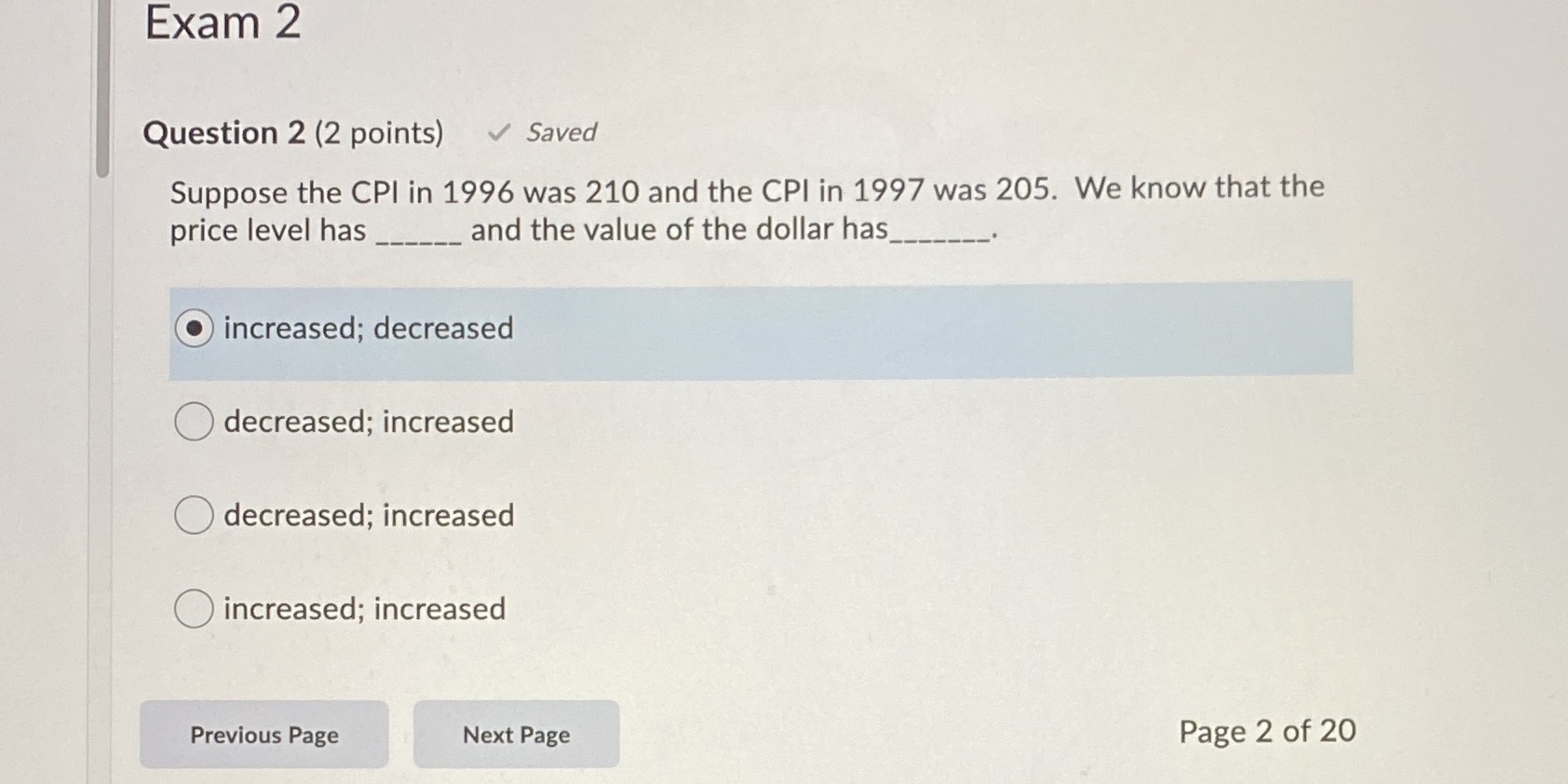 1996 was 210 and the CPI in 1997 was 205. We know