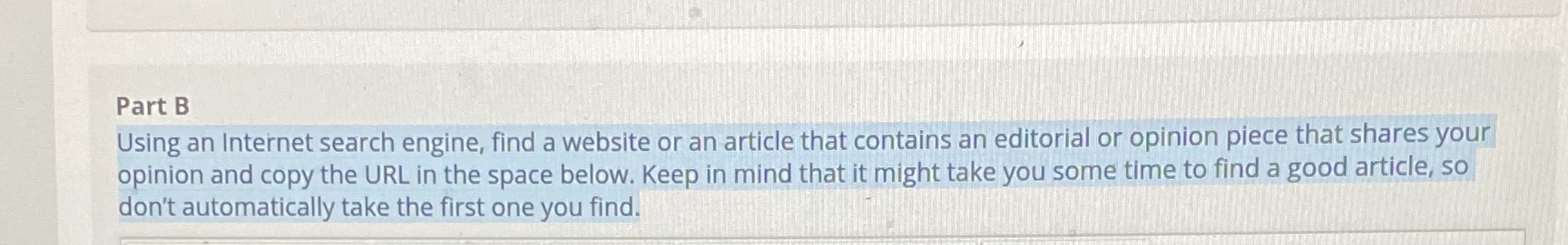 an article that contains an editorial or opinion piece that shares your
