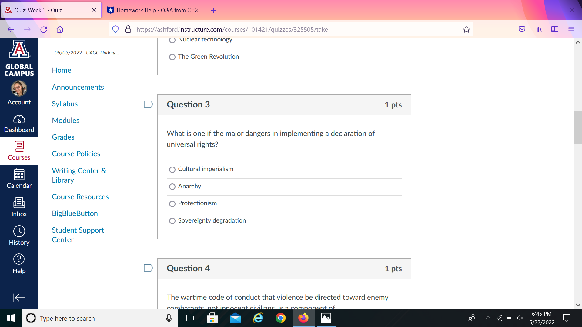 from Or X + X O & https://ashford.instructure.com/courses/101421/quizzes/325505/take A Question 1 1