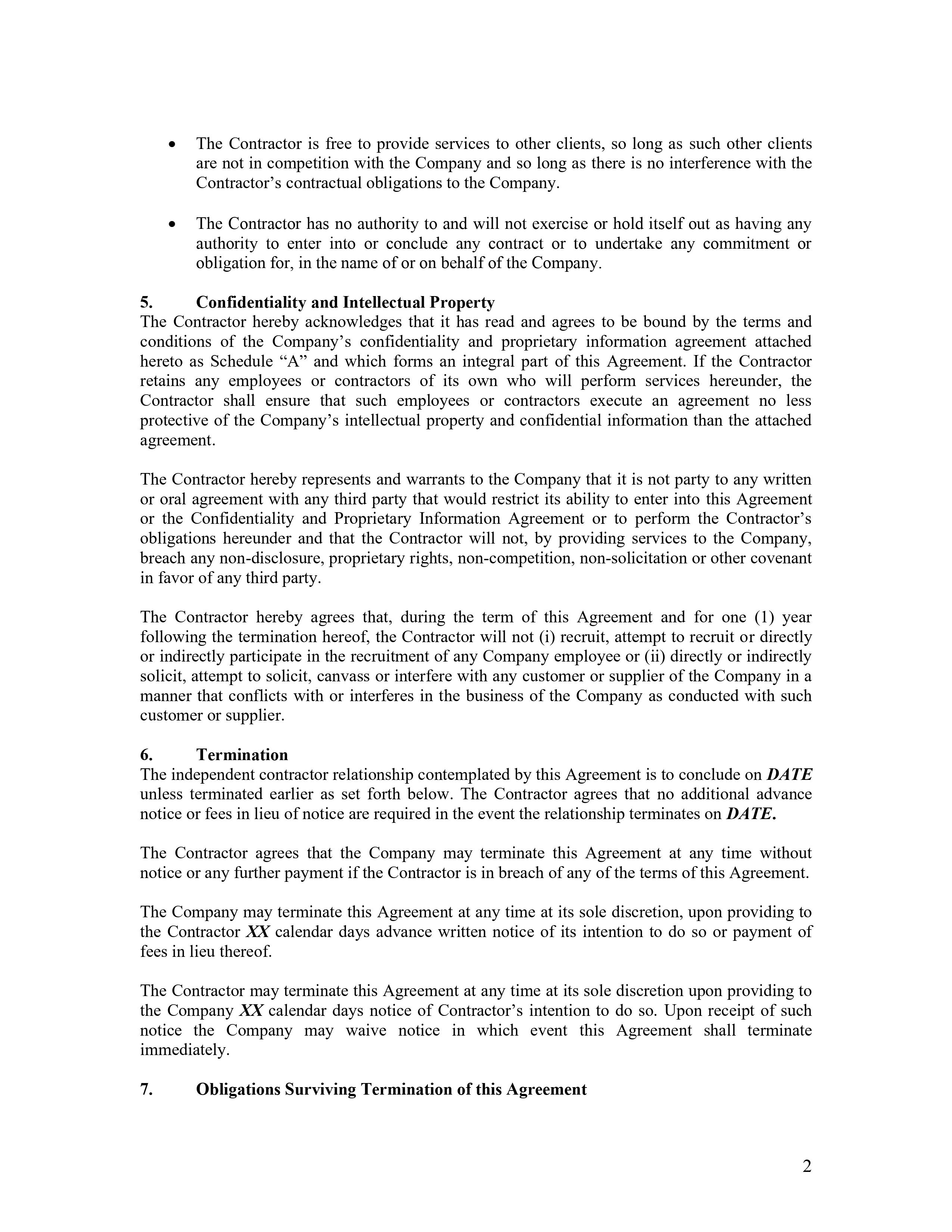 the \"Contractor\"). In consideration of the promises, rights and obligations set forth