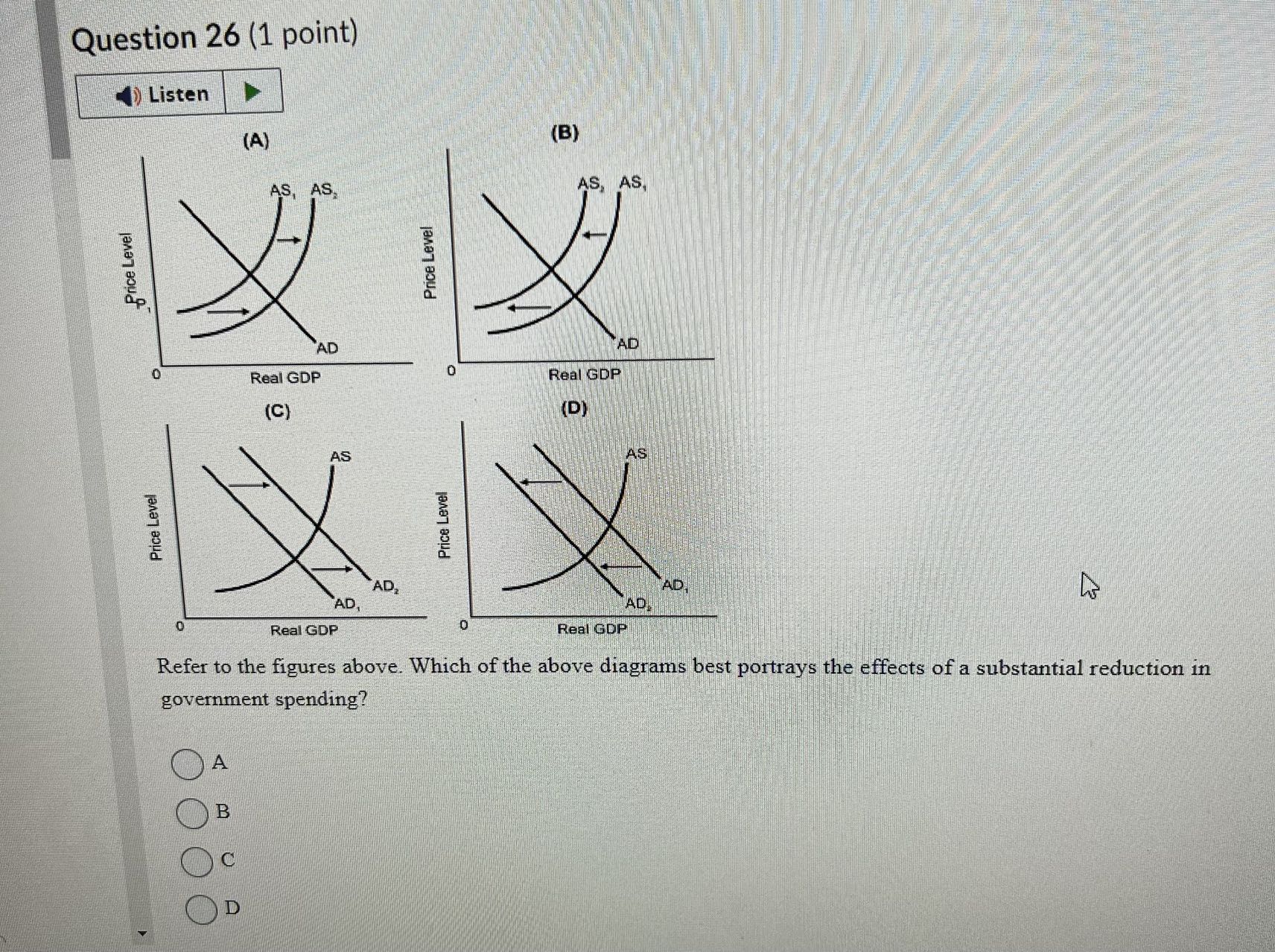  Question 26 (1 point) Listen (A) (B) AS, AS AS, Price