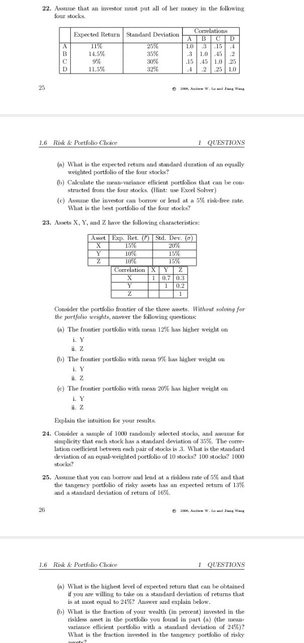 the performance of mutual funds X, Y and Z. Each mutual fund