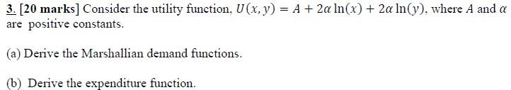 A + 2a In(x) + 2a In(y). where A and a are