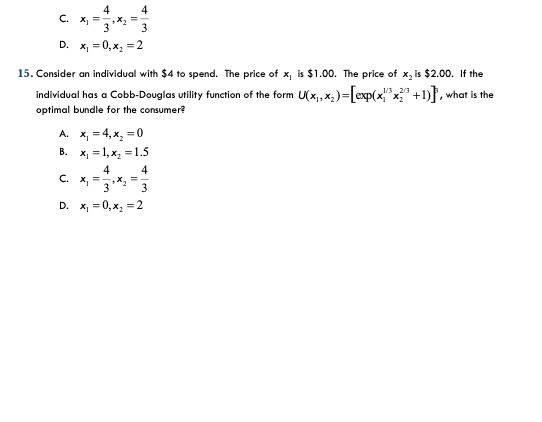 4 C. X 3 D. X =0,x, = 2 15. Consider