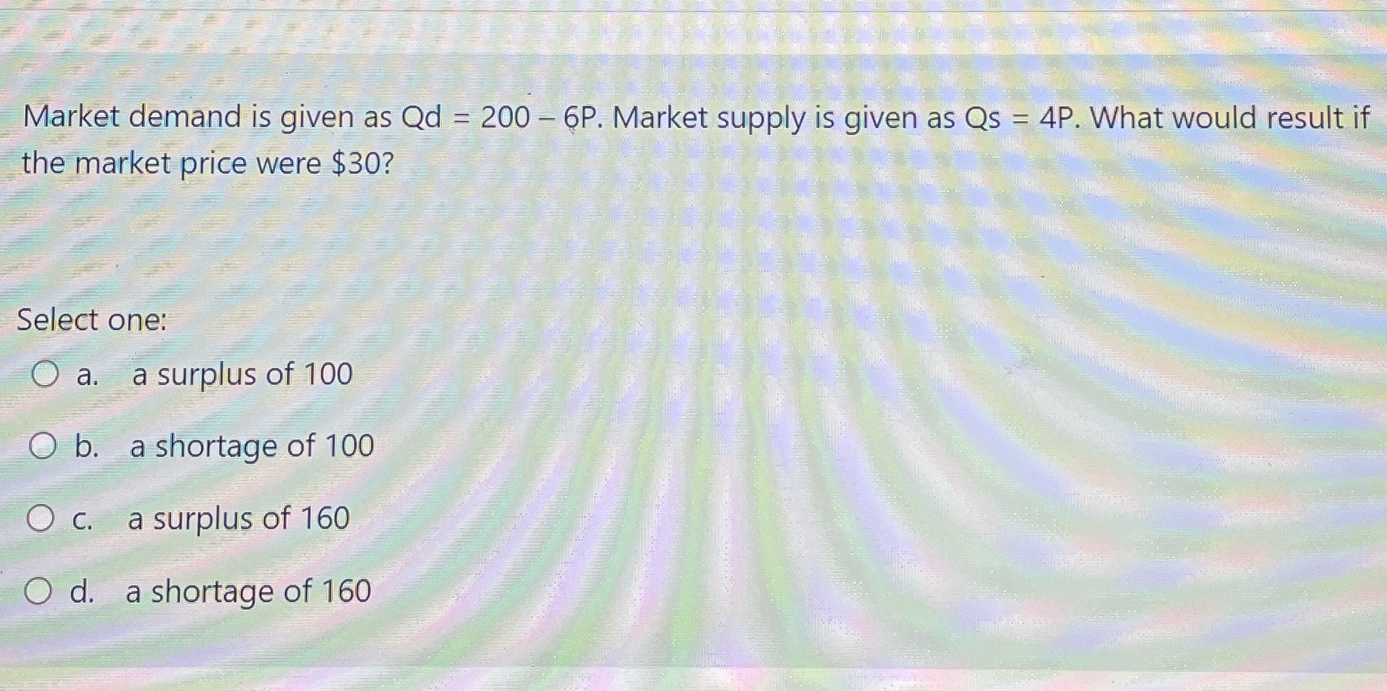 supply is given as Qs = 4P. What would result if the