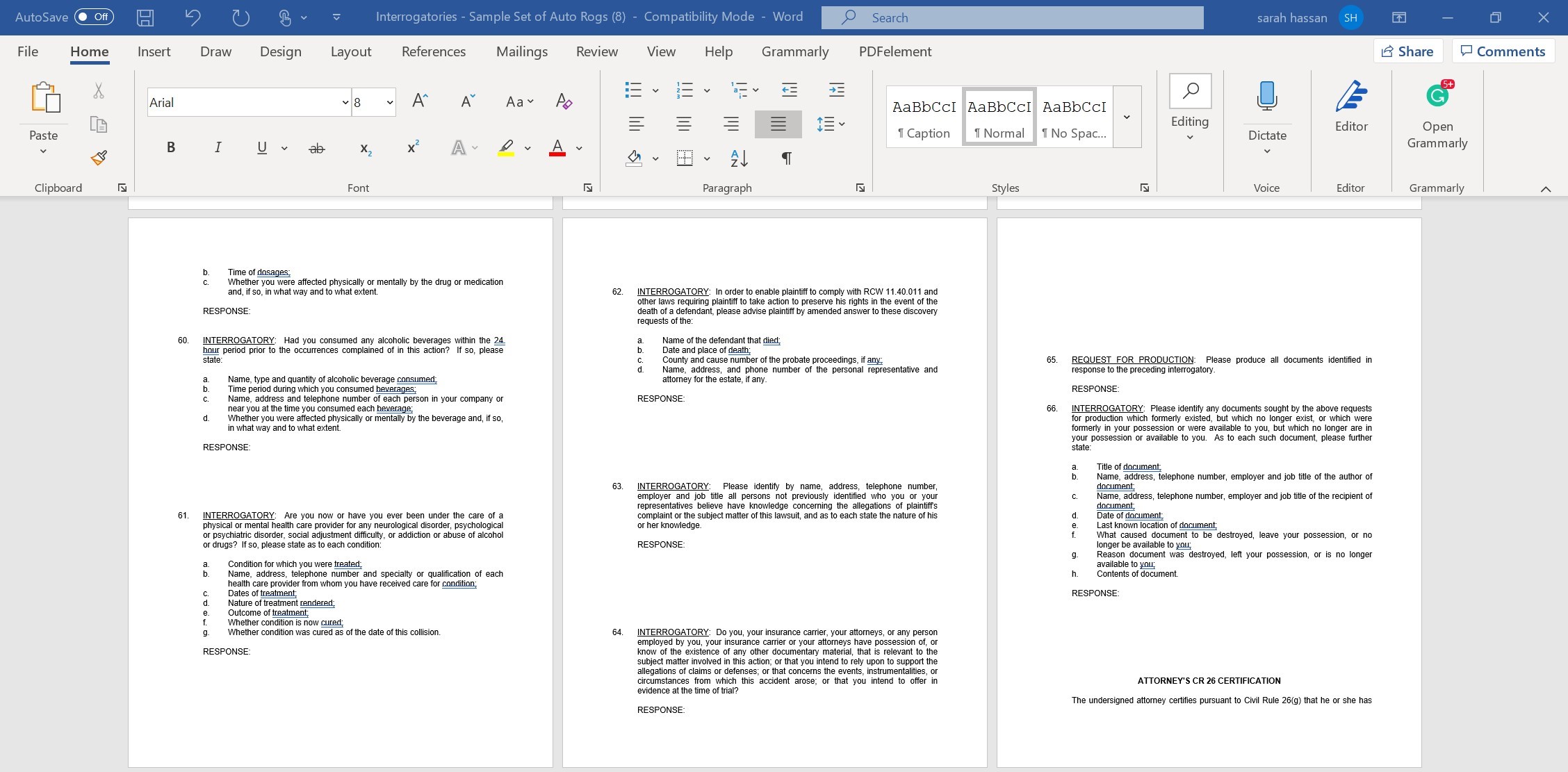 report from the answer to interrogatory (put in #), should follow.Not all