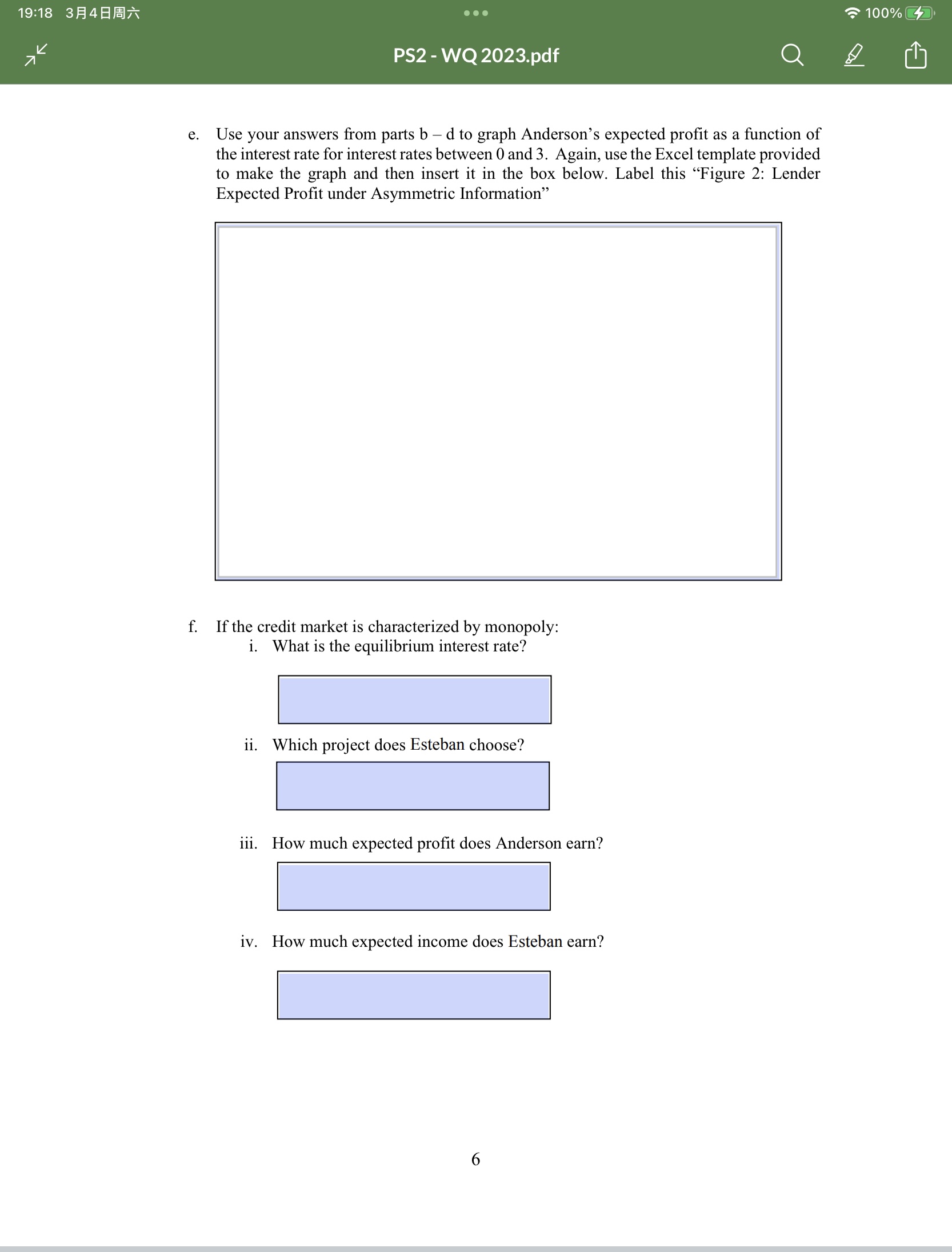 rate? ii. What project does Esteban choose? iii. How much expected profit