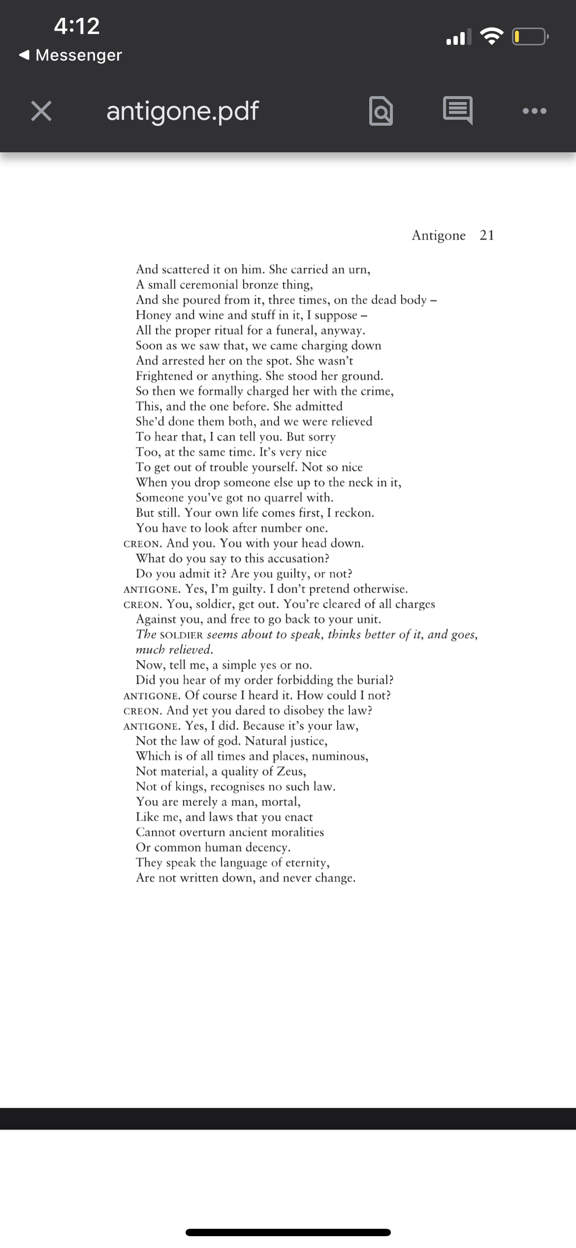 talking to herself And sobbing emotionally, like a madwoman! Guilty consciences, you