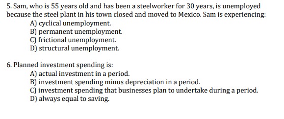 Answer all the questions below and provide an explanation 5. Sam,