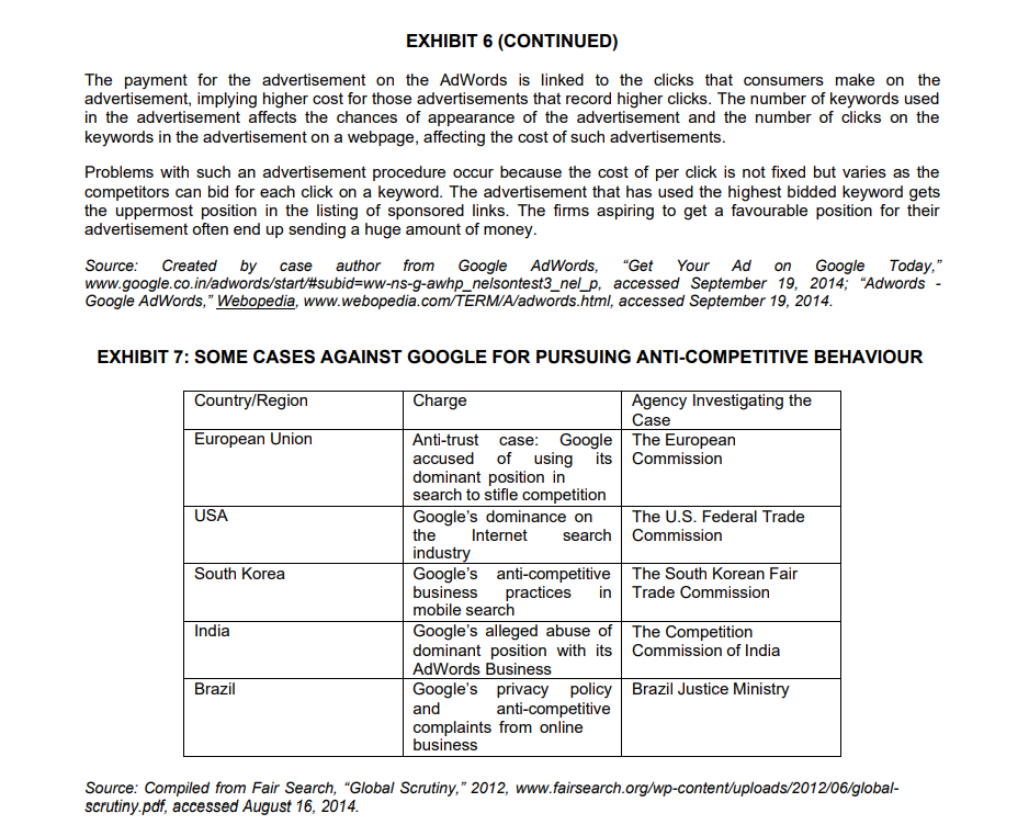 into account while investing the allegations against Google? Competition among search engines