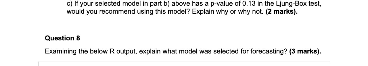  c) If your selected model in part b) above has a