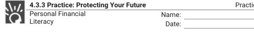 4.3.3 Practice: Protecting Your Future Personal Financial Literacy Practi Name: Date: