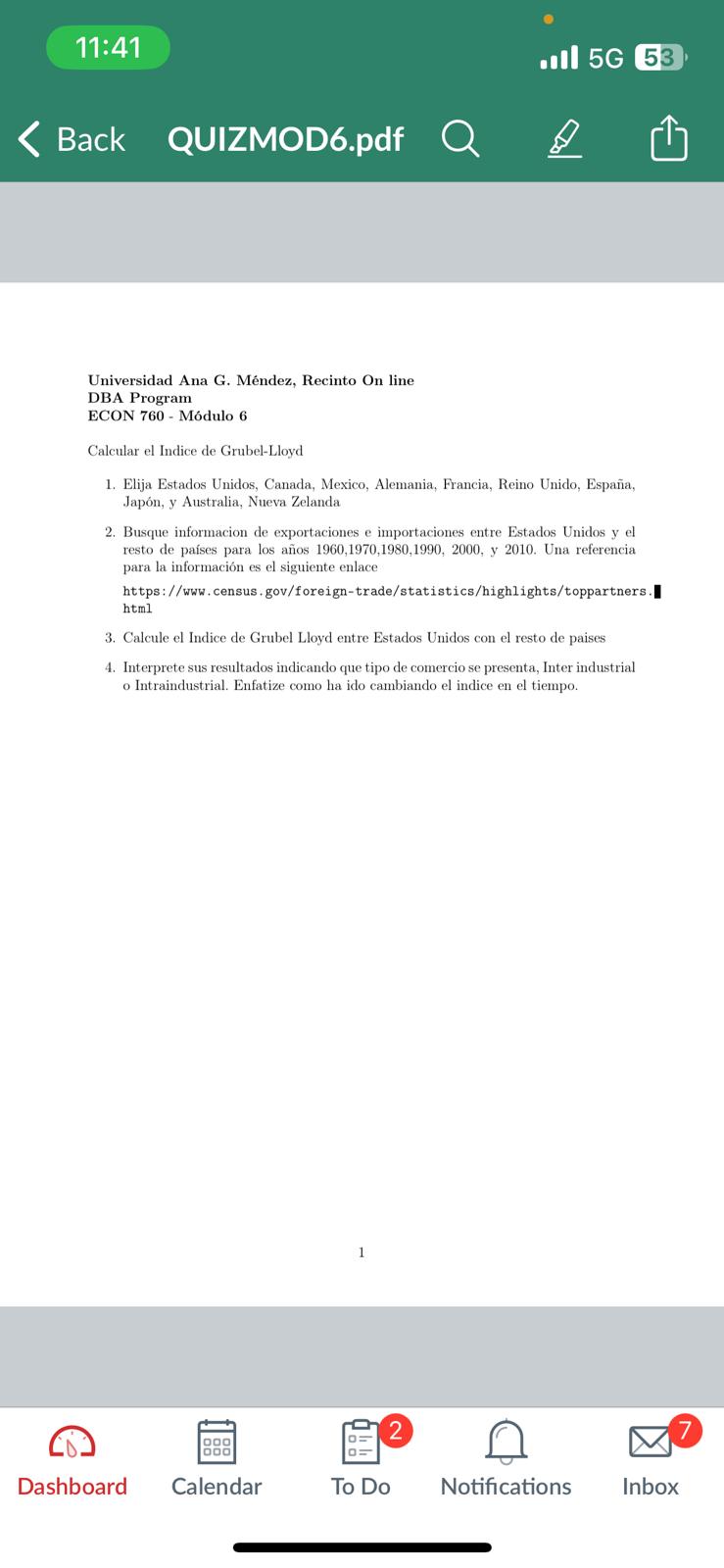 line DBA Program ECON 760 - Mdulo 6 Calcular el Indice de