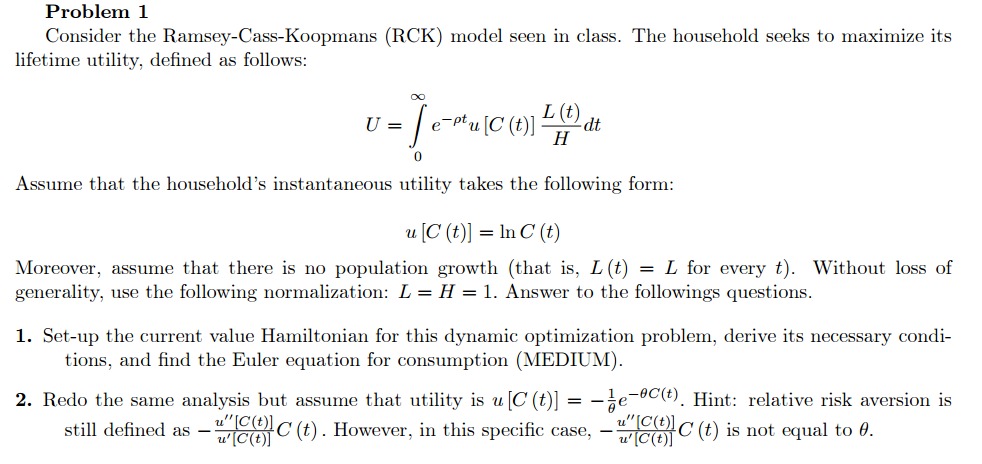 (t) Moreover, assume that there is no population growth (that is, L