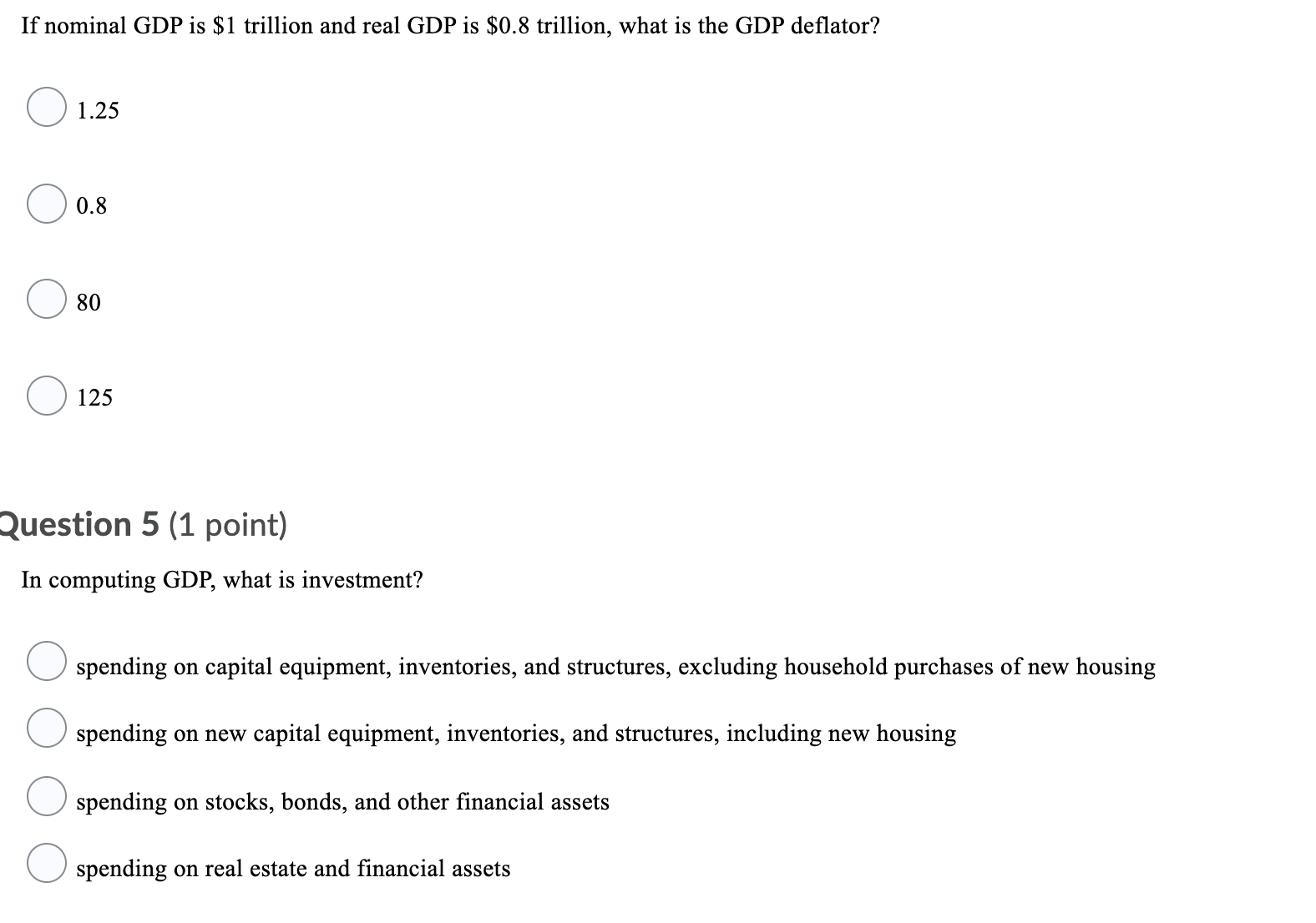 nominal GDP is $1 trillion and real GDP is $0.8 trillion, what