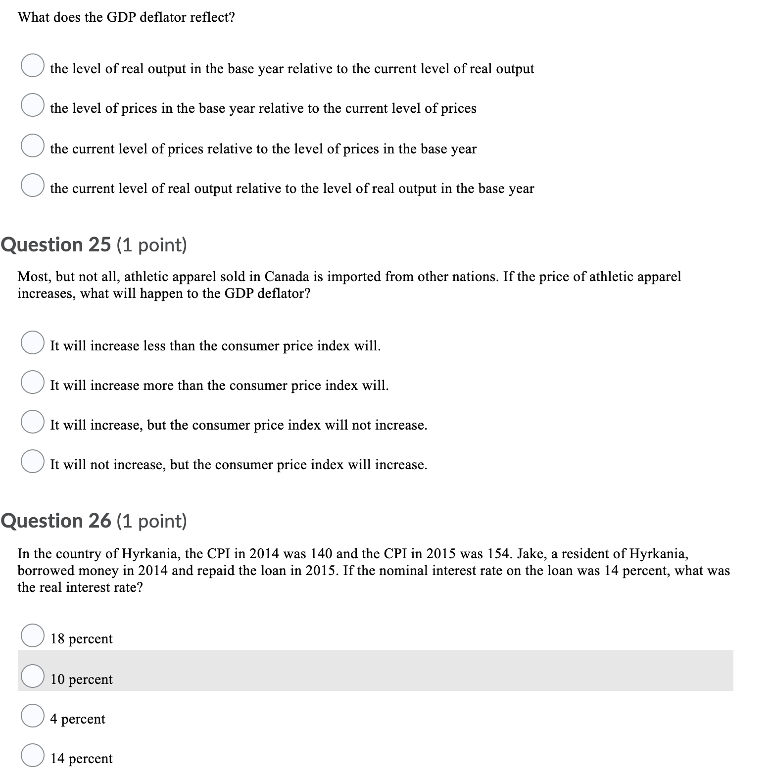 6-1. Suppose that the typical consumer basket consists of 5 bushels of