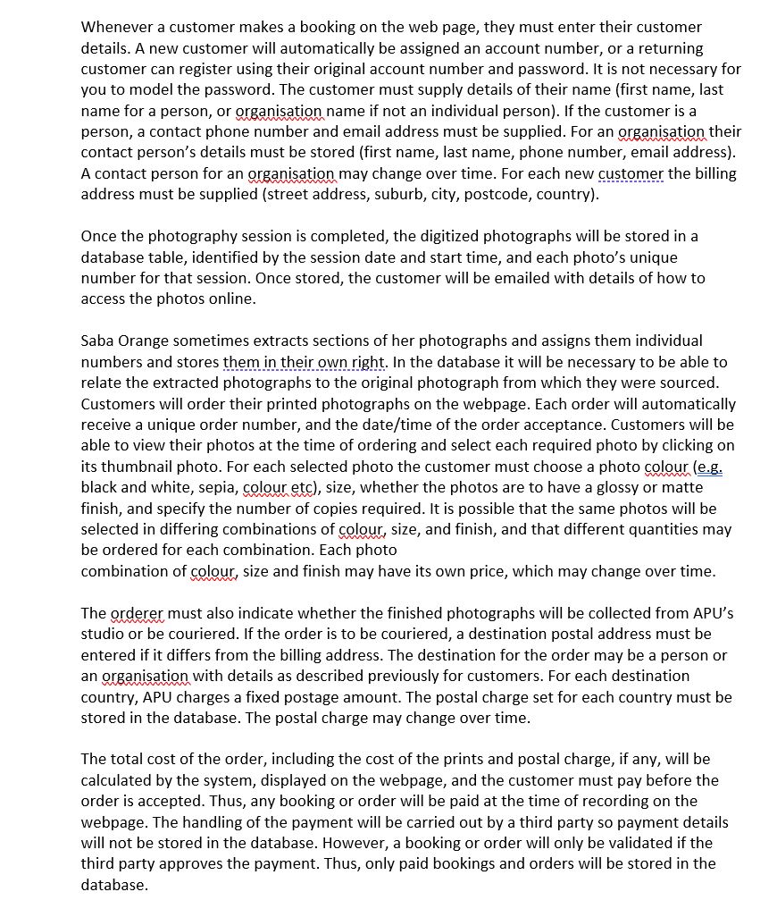  From the case study below answer Tasks 1-3 Whenever a customer