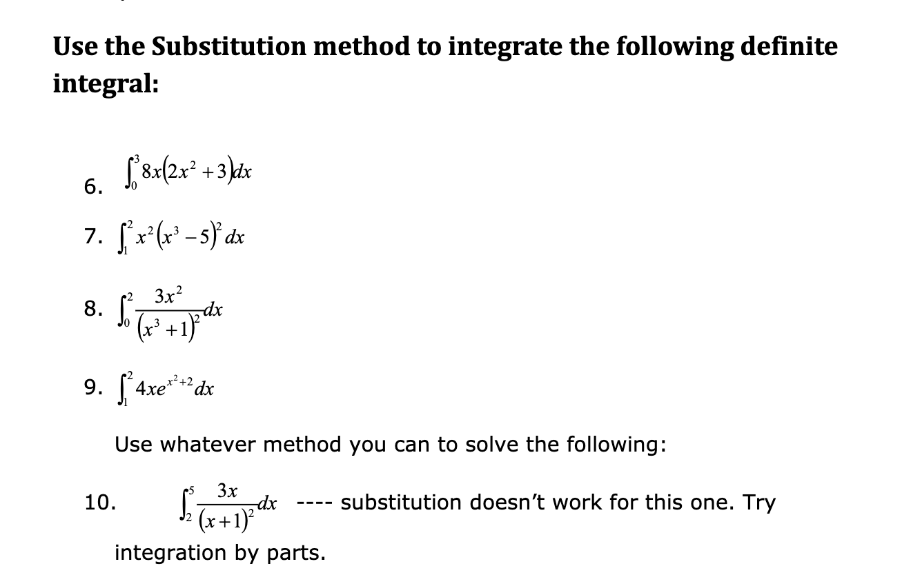 J. 8x(2x2 + 3 )dx 7. [x2 ( x3 - 5/ dx