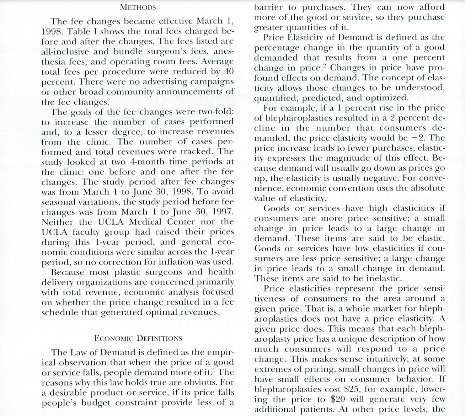 article"Pricing Strategy for Aesthetic Surgery: Economic Analysis of a Resident Clinic's Change