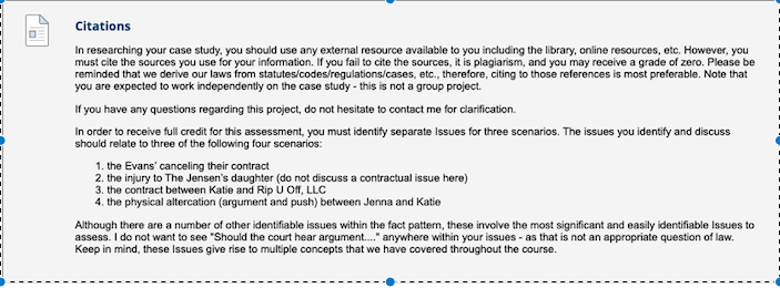 Citations In researching your case study, you should use any external