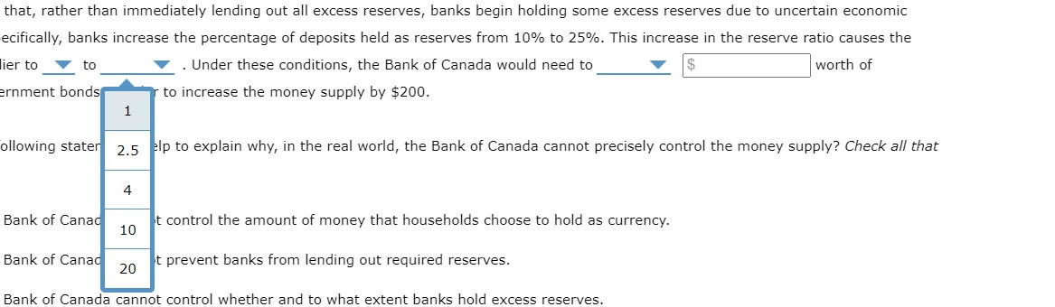 you can assume that banks do not hold excess reserves and that