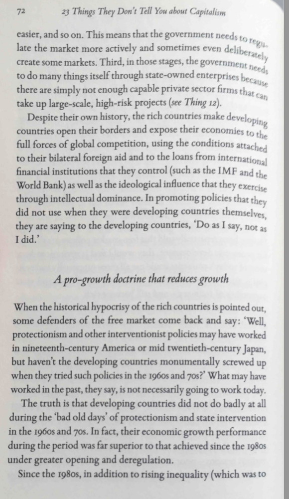 US, free-market economists usually retort that the country succeeded despite, rather than