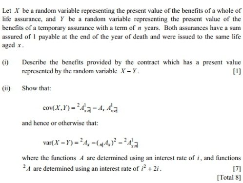  Let X be a random variable representing the present value of