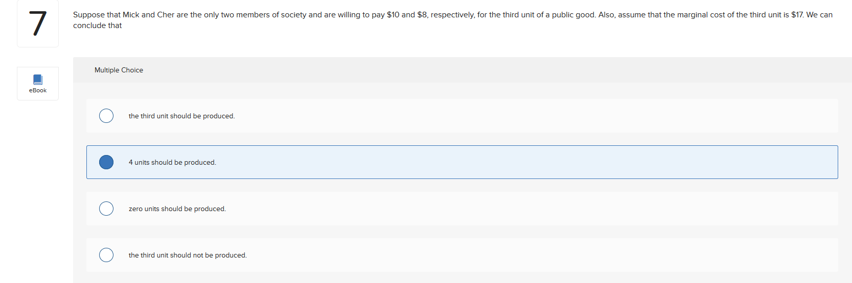Choice eBook O a 5 percent decrease in the price causes a