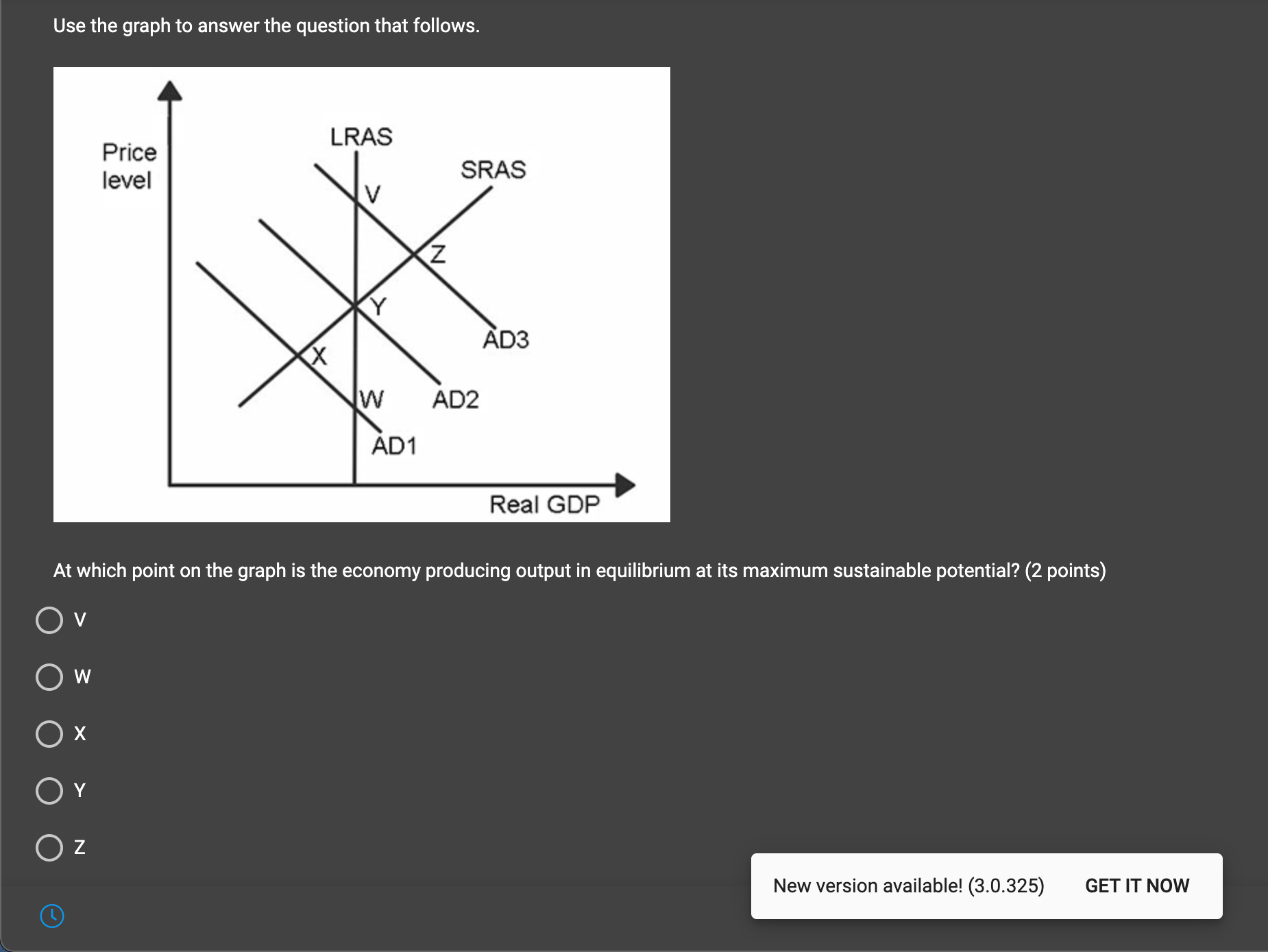 Use the graph to answer the question that follows. LRAS price SRAS