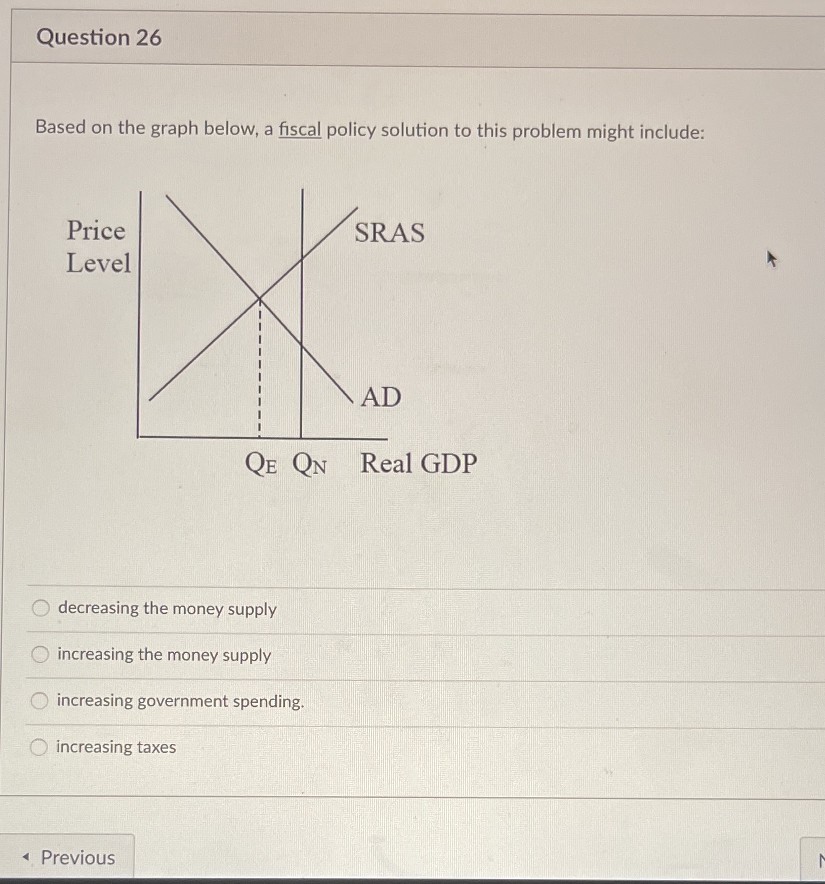 to this problem might include: Price SRAS Level AD QE ON Real