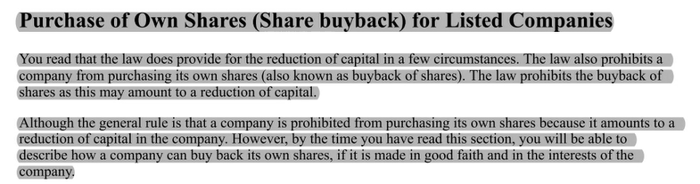 to satisfy its solvency test. Discuss TWO (2) provisions of the Companies