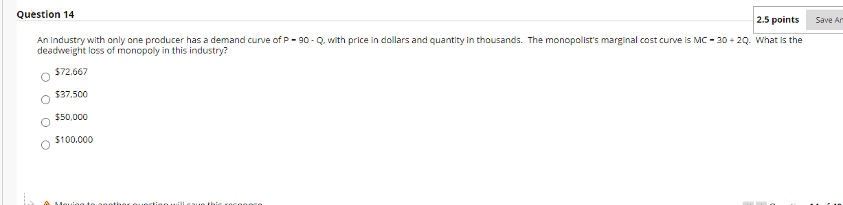 only one producer has a demand curve of P = 90 -
