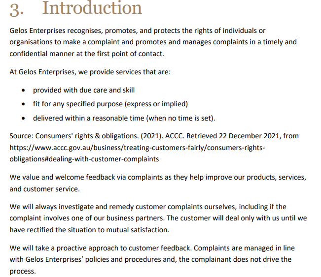 management.3. Introduction Gelos Enterprises recognises, promotes, and protects the rights of individuals