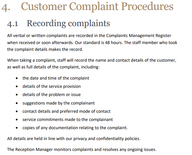 or organisations to make a complaint and promotes and manages complaints in