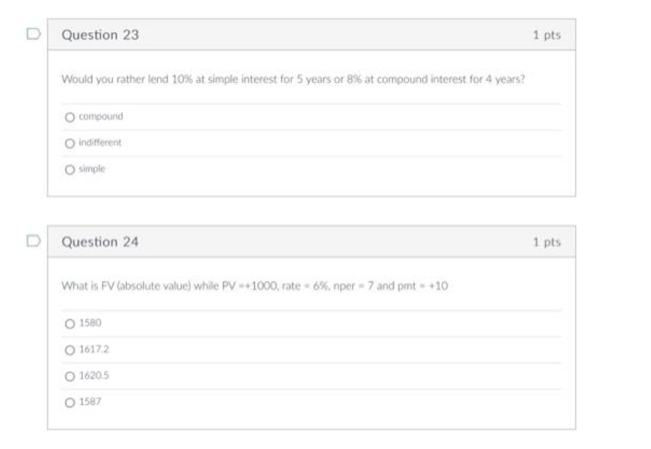 10%% at simple interest for 5 years or 8% at compound interest