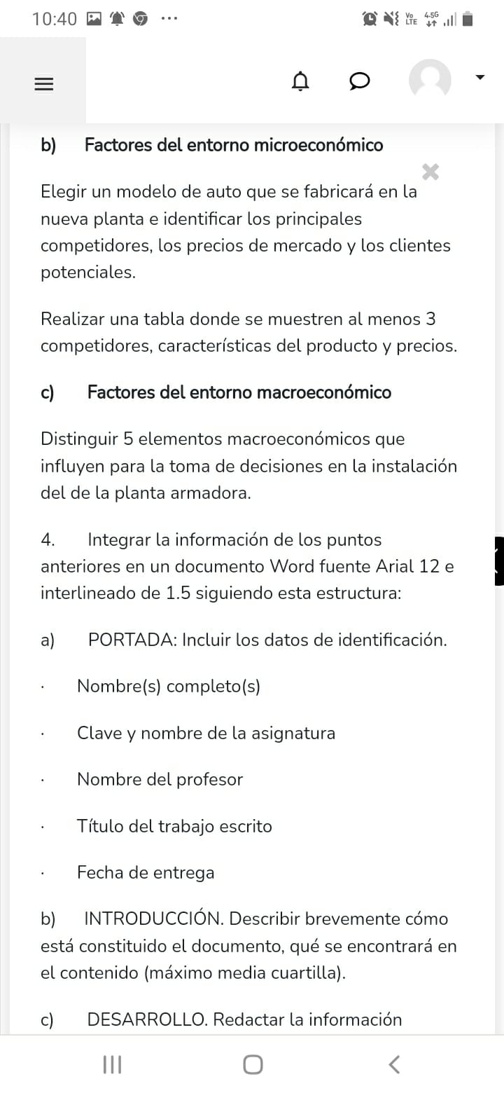 auto que se fabricar en la nueva planta e identificar los principales