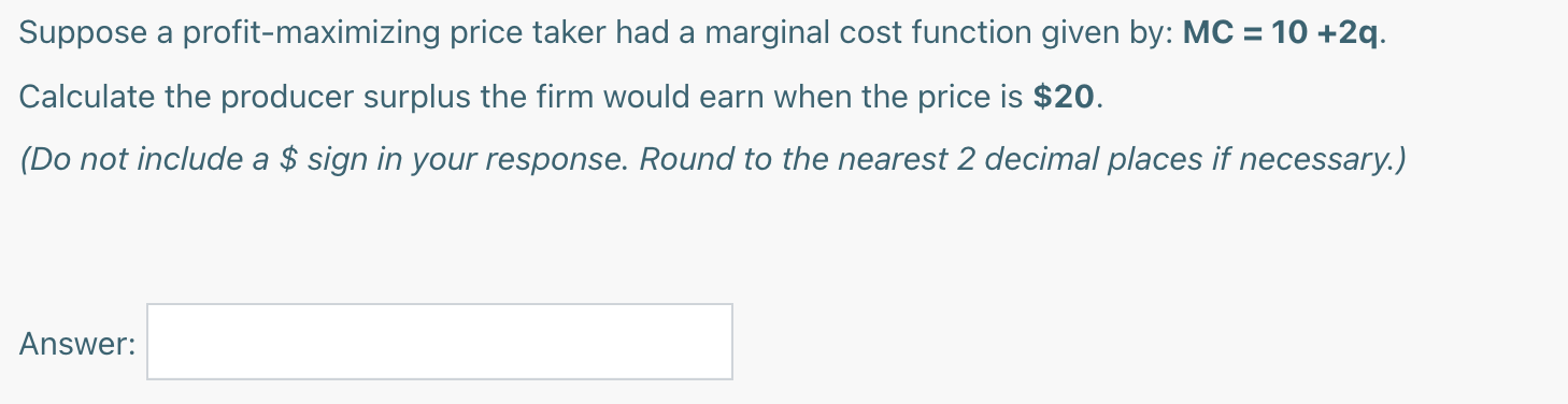 a total cost function given by: TC: 588 +q +3q2. The paper