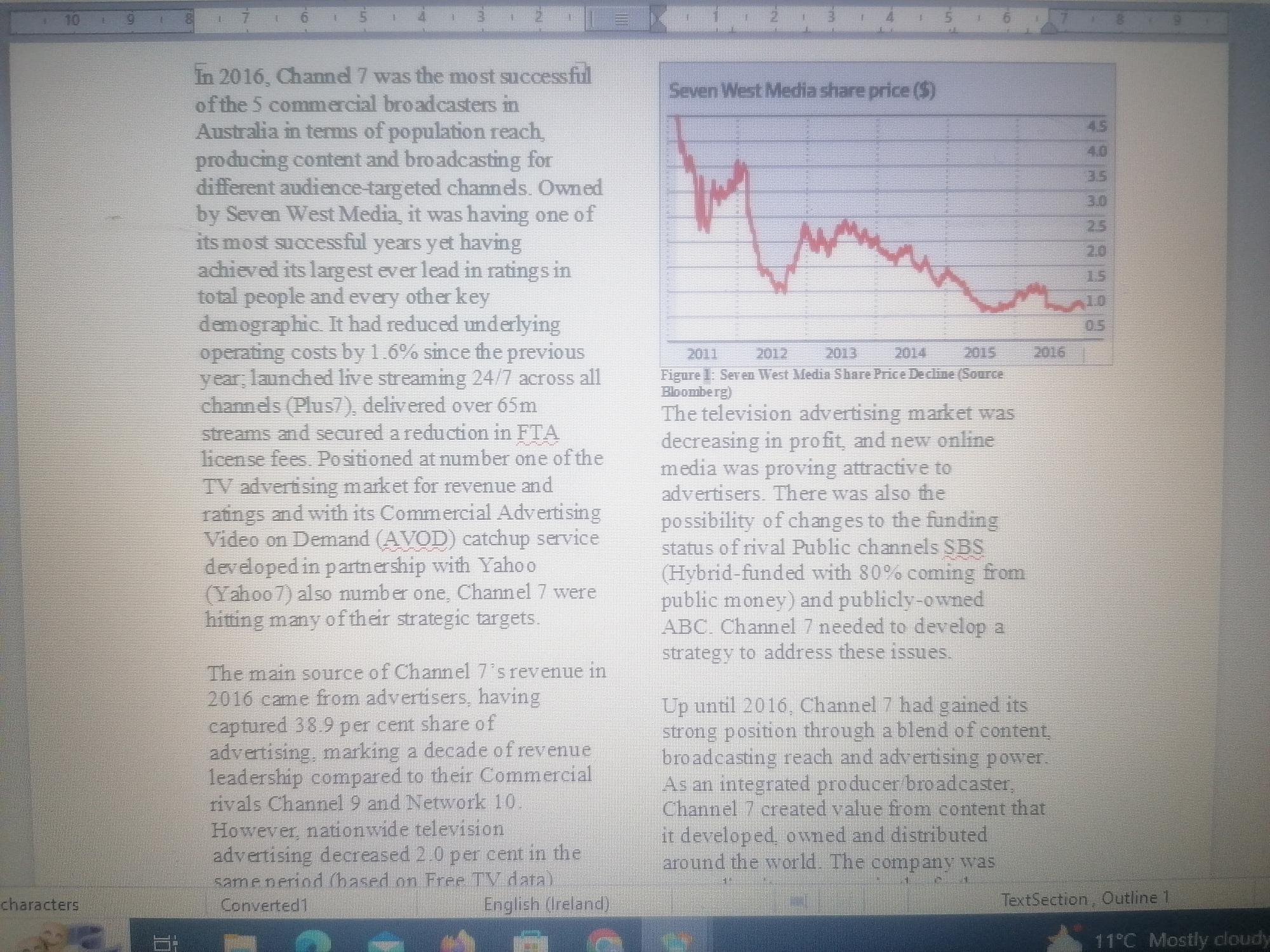 experienced by Channel 7 at the time and from this analysis identity