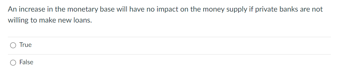 the money supply if private banks are not willing to make new