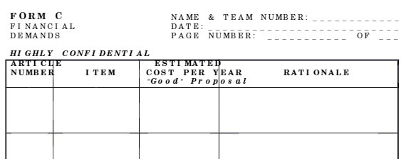 FORM C NAME & TEAM NUMBER: FINANCIAL DATE: DEMANDS PAGE NUMBER:
