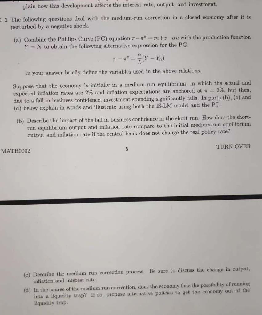  Problem 01.2. Phillips Curve with bargaining power's impact on labor productivity.