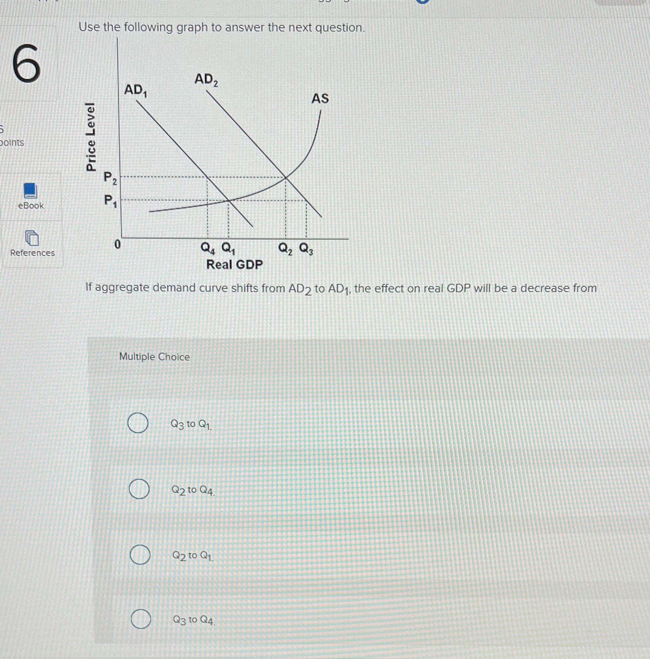  Use the following graph to answer the next question. 6 AD2