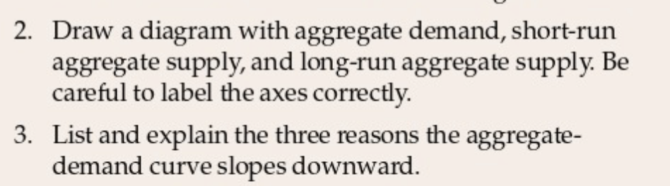 long-run aggregate supply. Be cam to label the axes correctly. 3. List