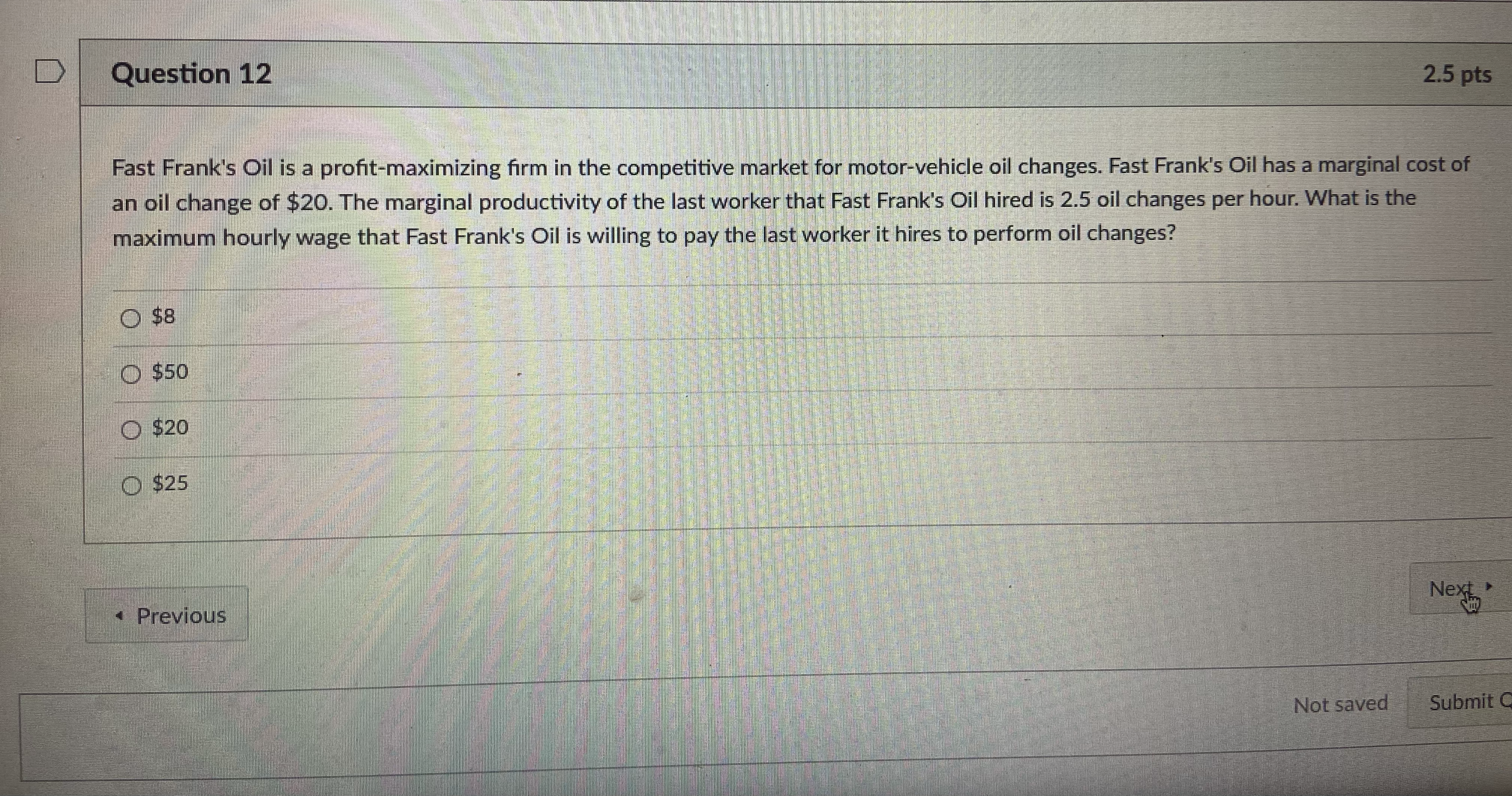 price of the firm's output is $4 O price of the firm's