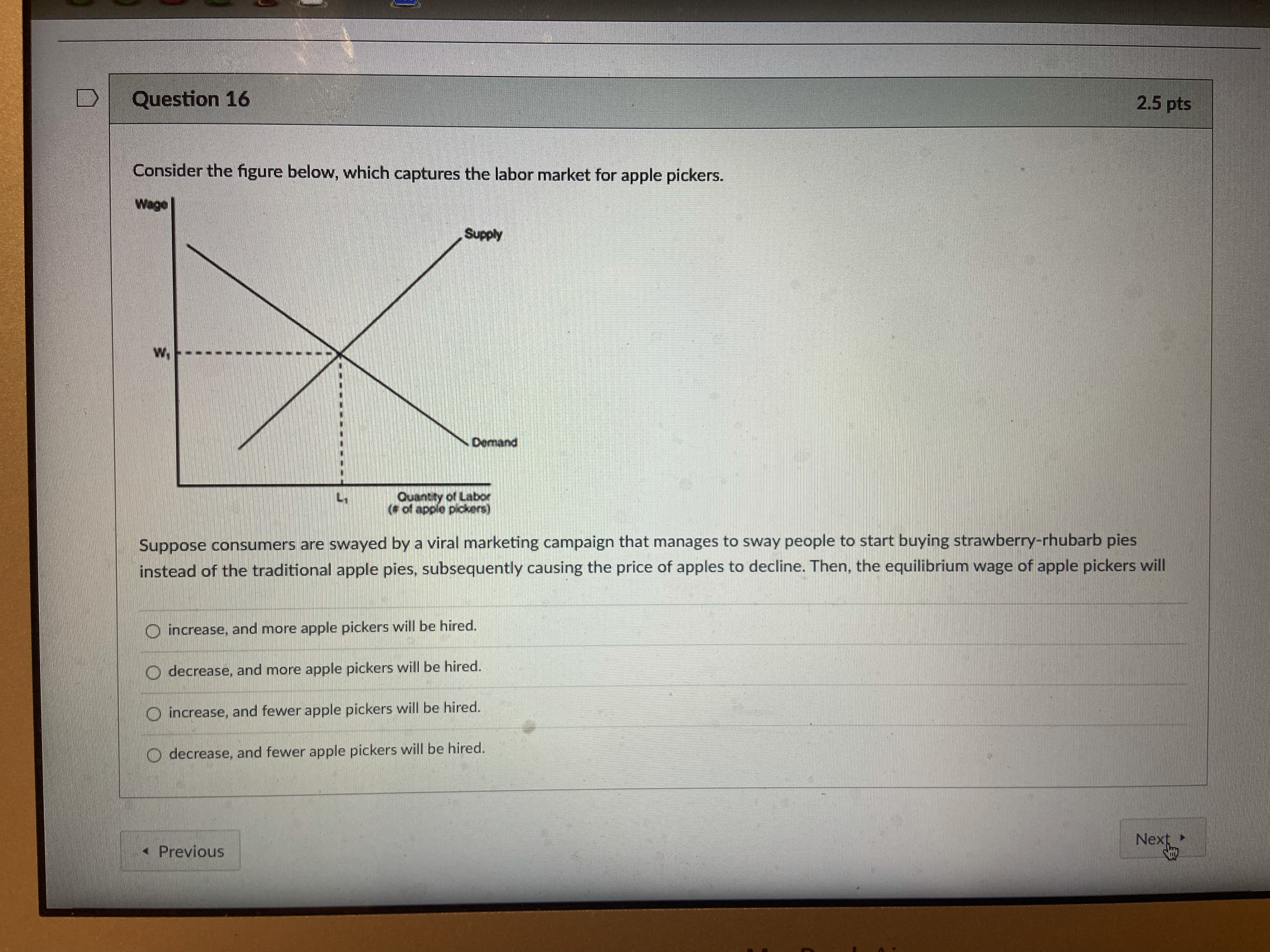 Question 18 2.5 pts A disadvantage of using in-kind transfers to reduce