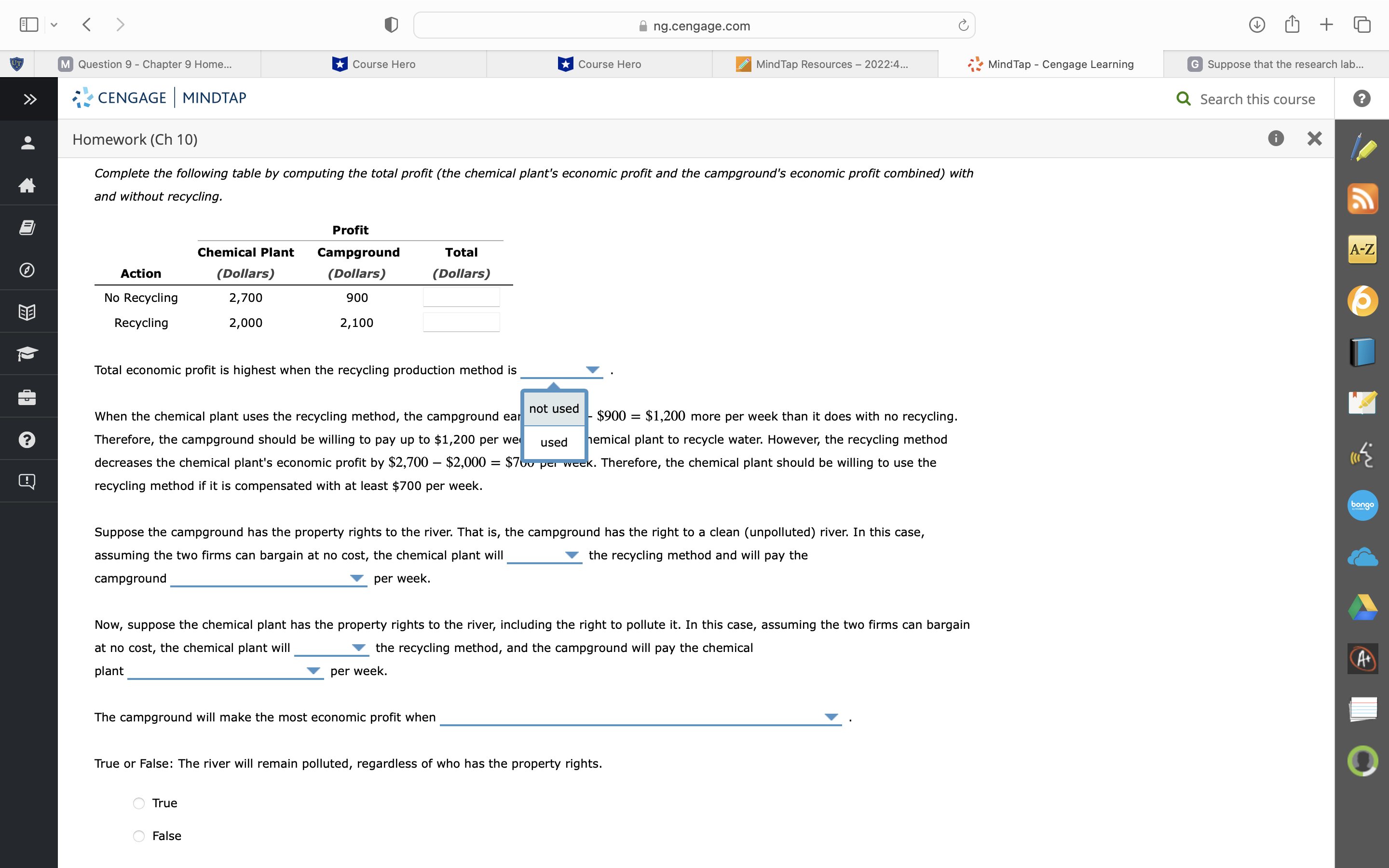 MINDTAP Homework (Ch 10) Back to Assignment Attempts 5 Course Hero Keep