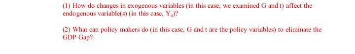  (1 ) How do changes in exogenous variables (in this case,