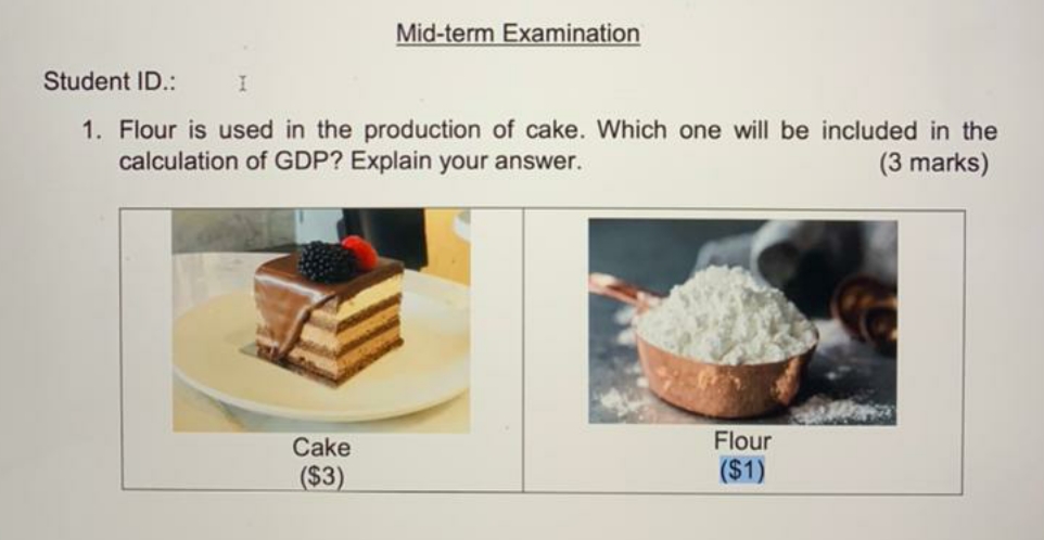 please answer Mid-term Examination Student ID.: 1. Flour is used in