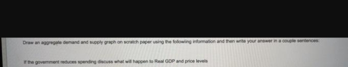 Draw an aggregate demand and supply graph on scratch paper using